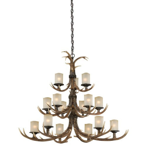 Yoho Black Walnut 15-Light Chandelier with Creme Cognac