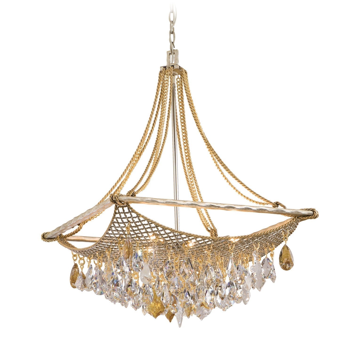 Silver and Gold Leaf Eight-Light Medium Pendant