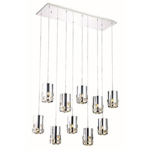 Broadway Royal Cut Crystal Chrome LED 10 Pendant Light