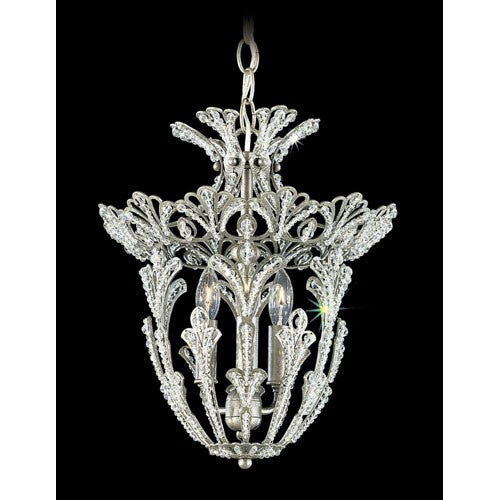 Antique Silver Three-Light Crystal X Pendant Light