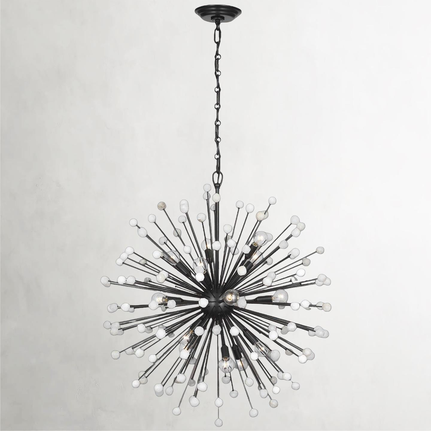 Lys LED Hanging Lamp in Bronze and Alabaster