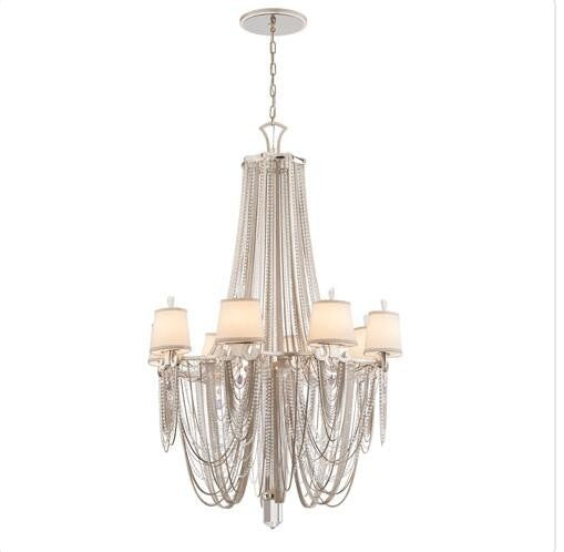 Silver Leaf with Polished Stainless Accents Chandelier