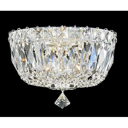 Silver Three-Light Clear Gemcut Flush Mount Light