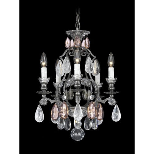 Five-Light Pink and Black Diamond Rock 14.5W Chandelier