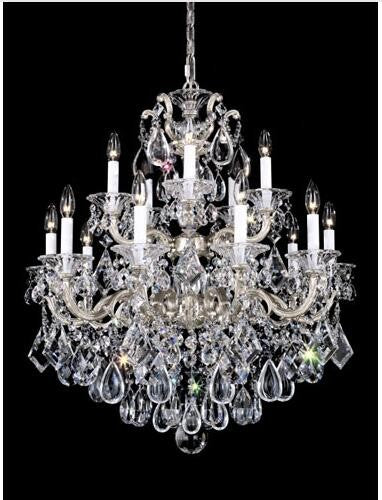 Silver 15-Light Clear Heritage Handcut 28W X Chandelier