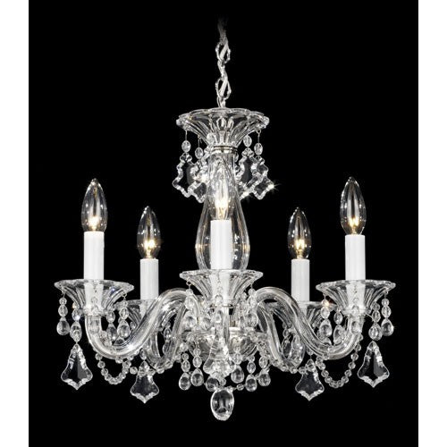 Silver Five-Light Clear Heritage Handcut Chandelier