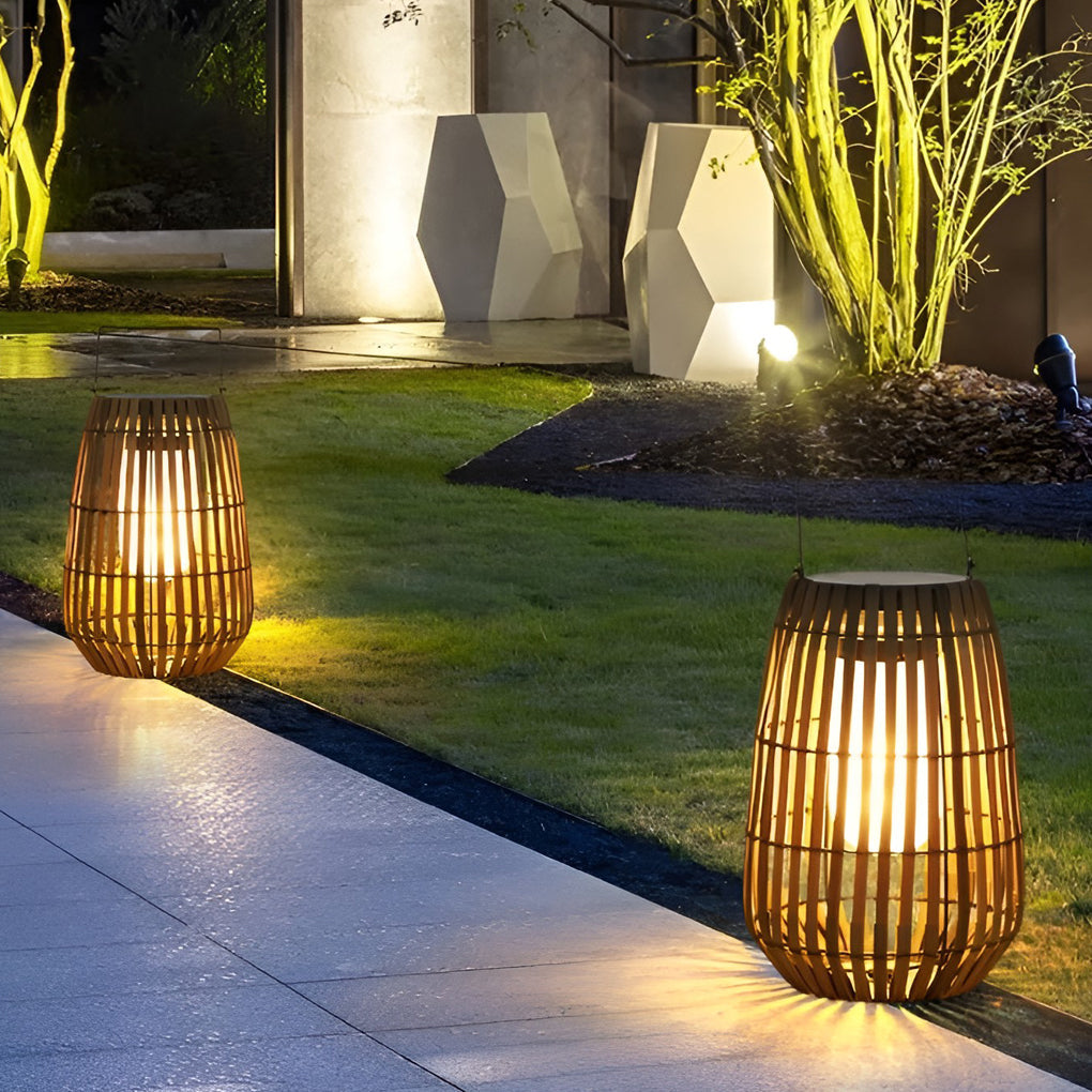 Rattan Portable Lantern Shaped LED Waterproof Solar Exterior Lights - Outdoor Light, Outdoor Wall Light, detail 5