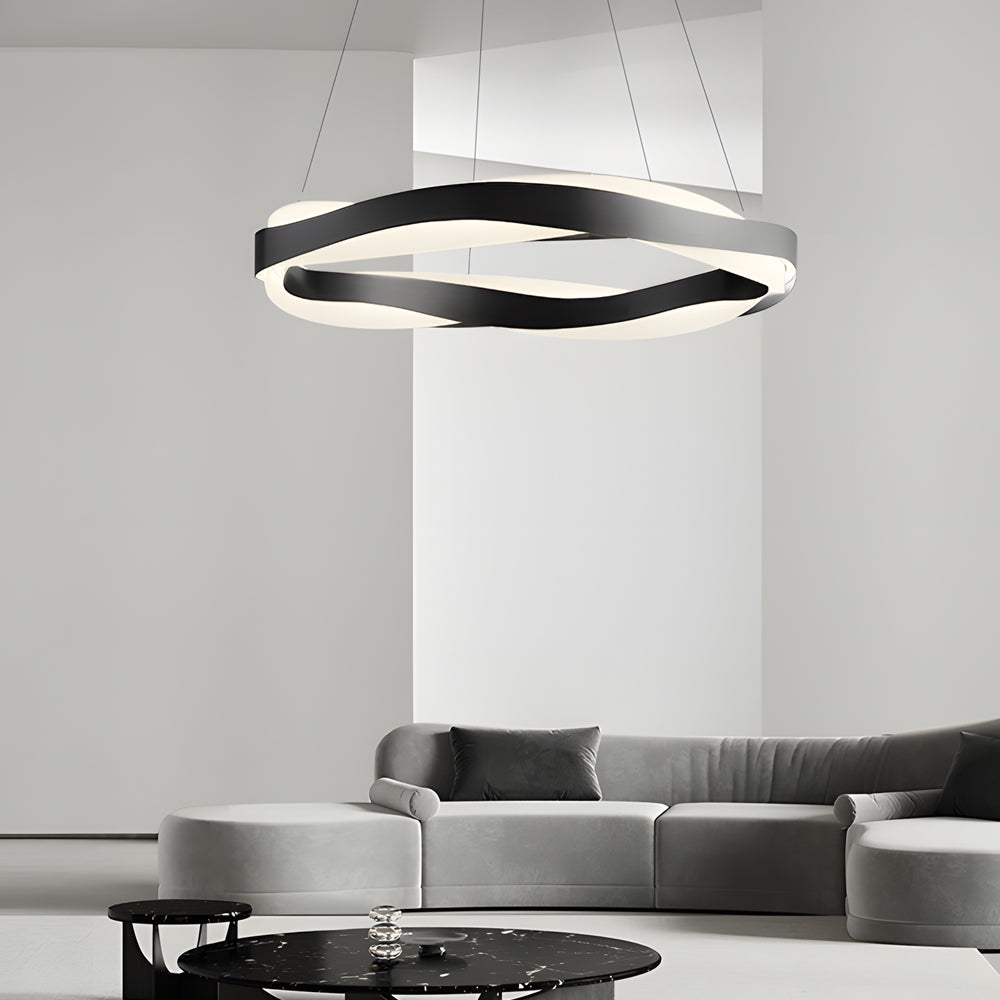 1-Light Linear Wavy Round LED Chandelier