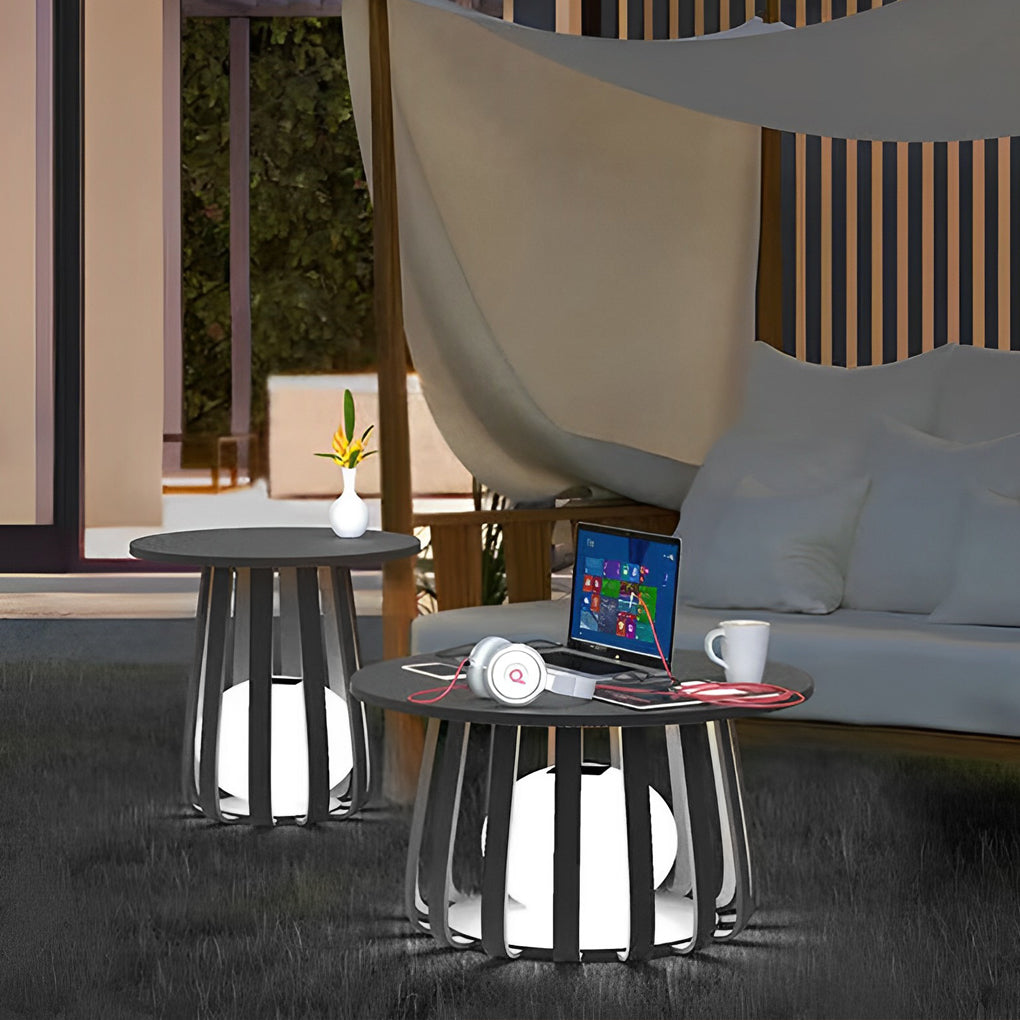 Round Waterproof RGB Iron Small Coffee Table Floor Lamp