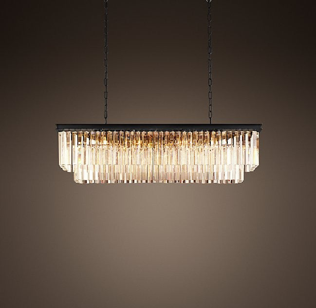 Retro Rectangular 12 Lights K9 Crystal Chandelier