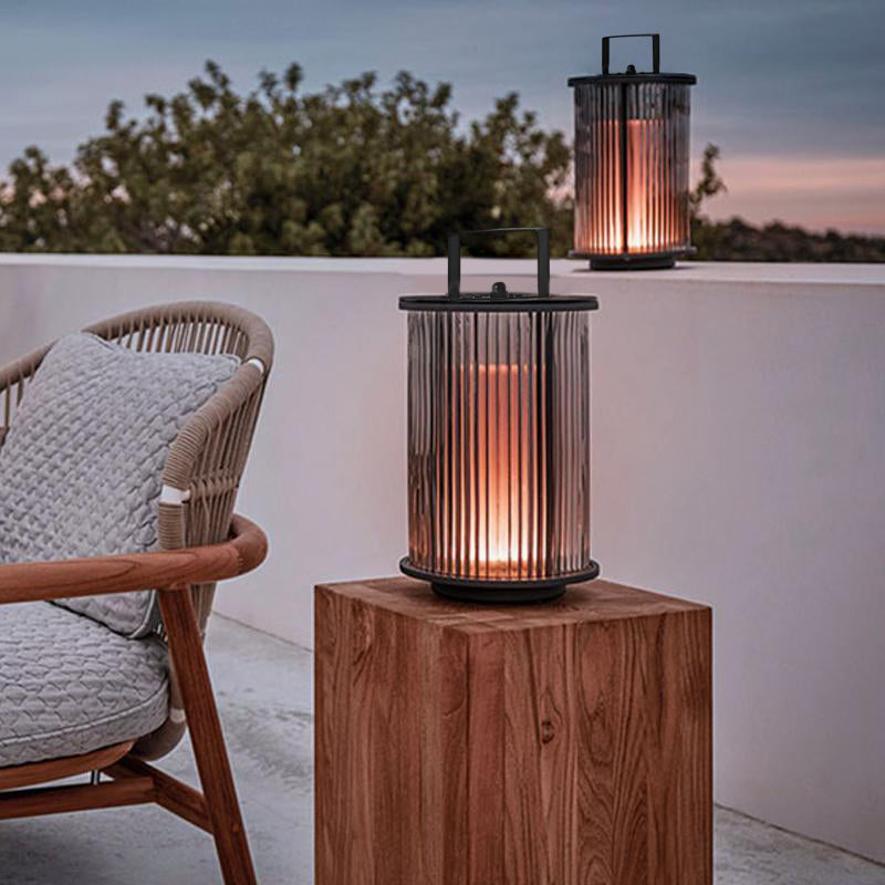 Striped Glass Cylindrical Waterproof Light