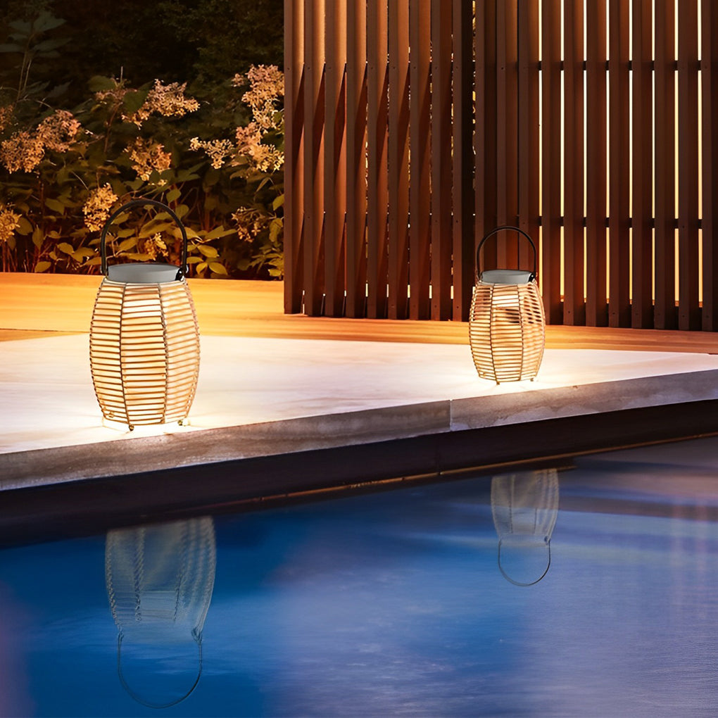 Portable Rattan LED Waterproof Solar Powered Floor Lamp