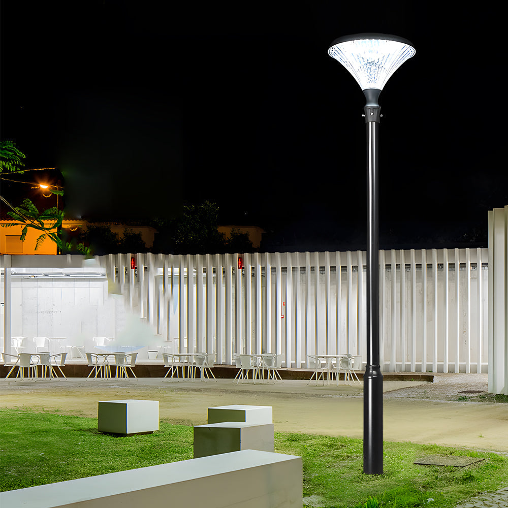 1-Light Black Outdoor LED Solar Lamp Post and Pole