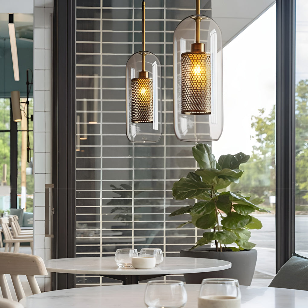Minimalist Round Glass LED Industrial Light Chandelier