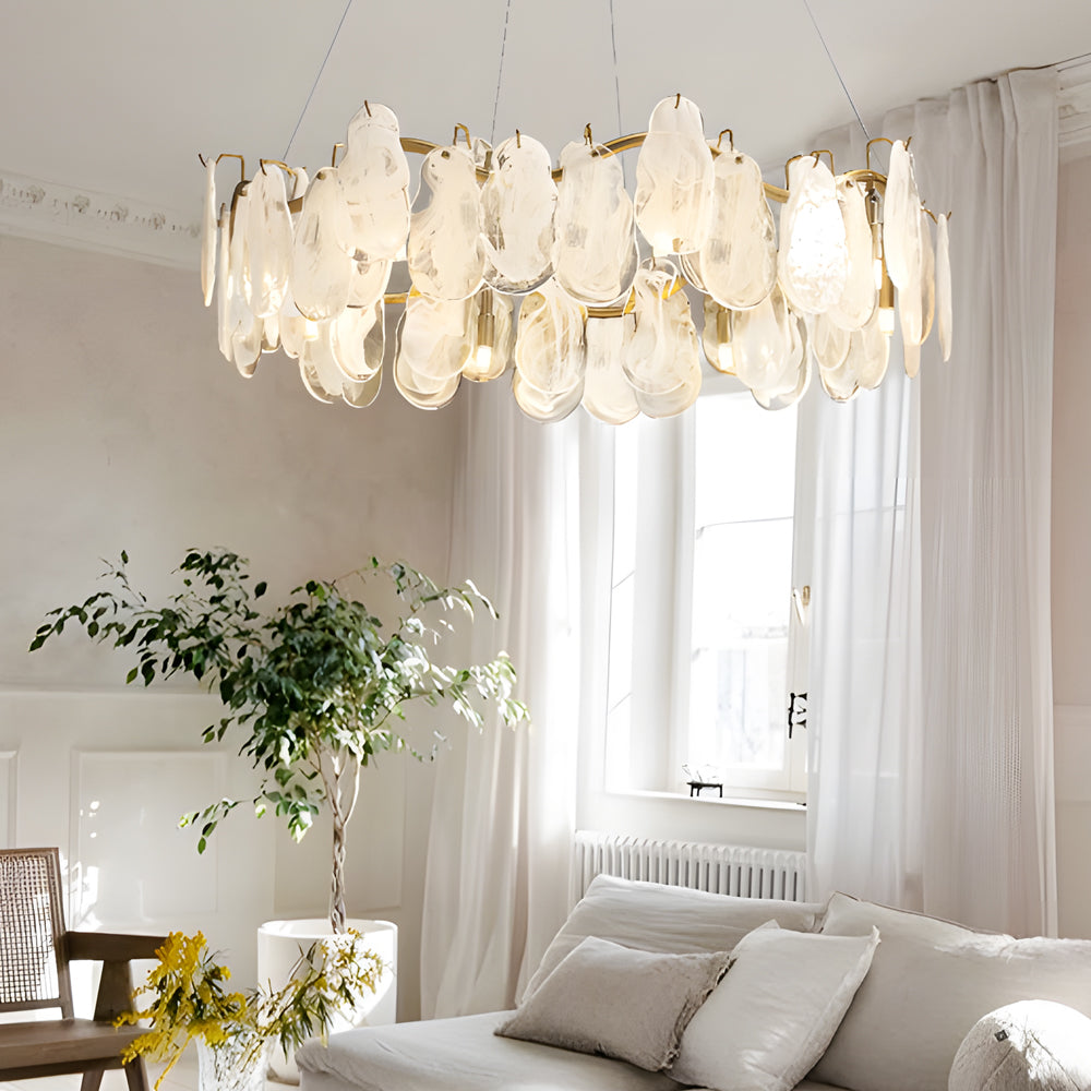 Round Long Wave Glass Clouds 3 Step Dimming Chandelier
