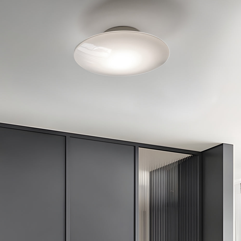 White Glass LED Flush Mount Ceiling Lamp for Bedroom