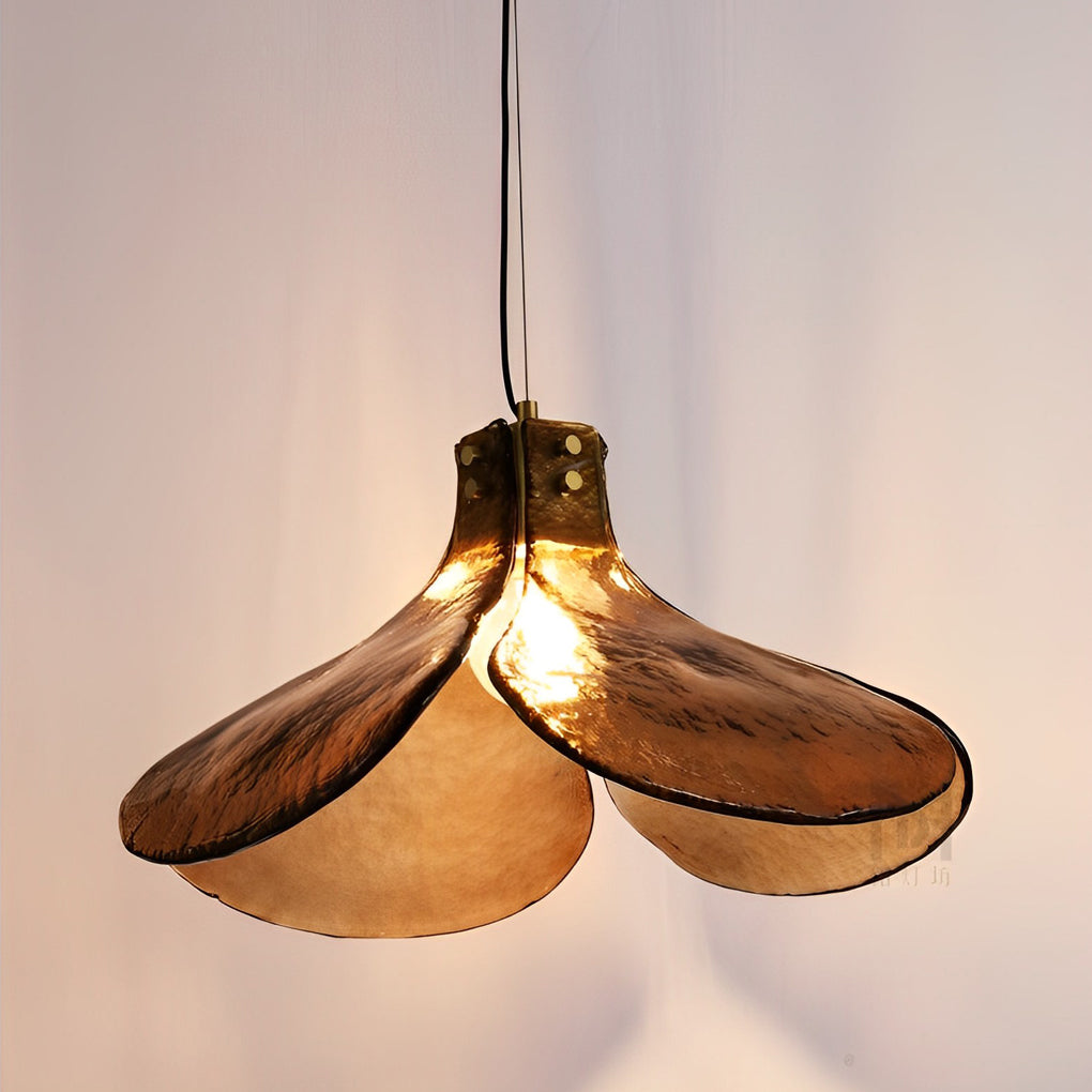 Four-leaf Flower Design Glass Copper Brown Chandelier