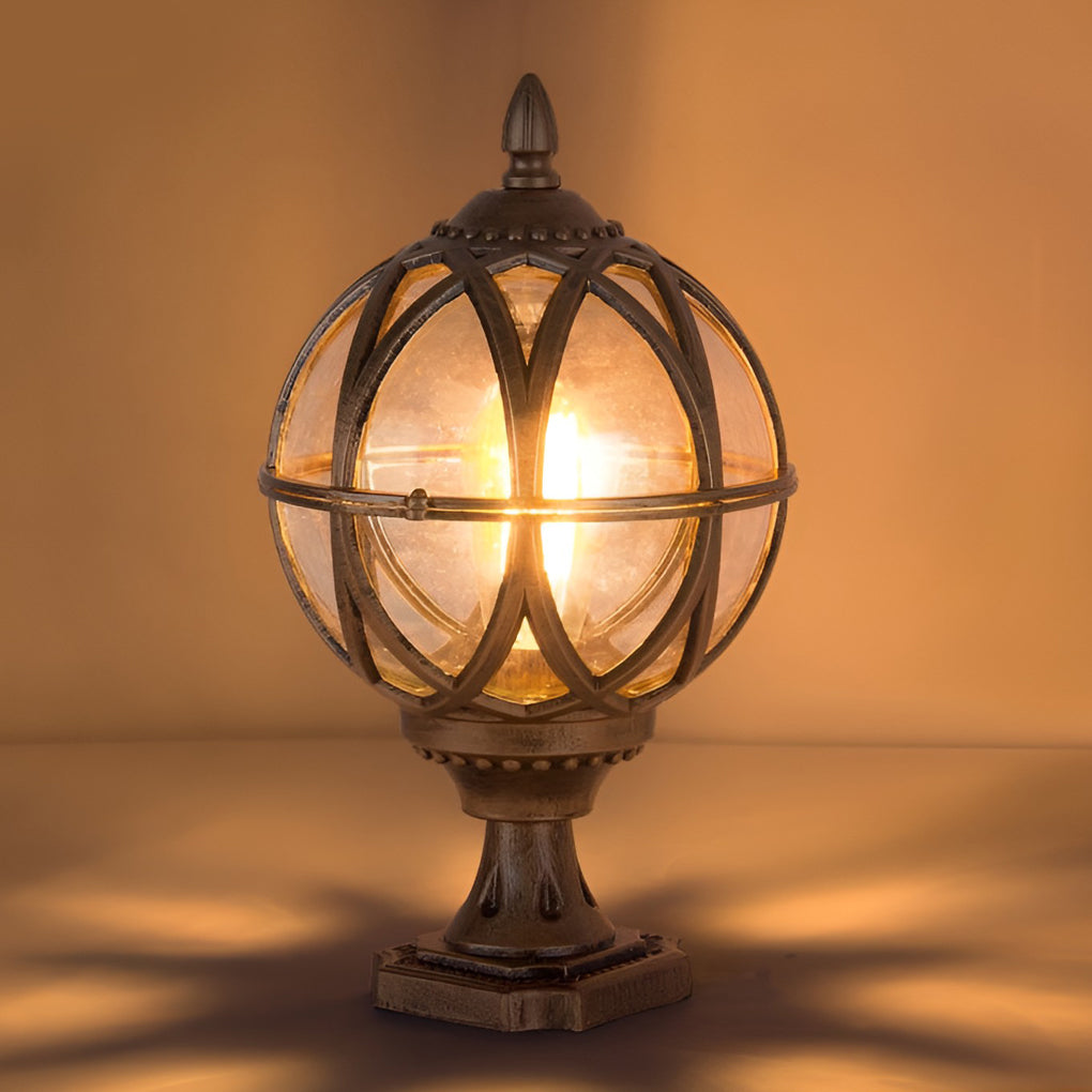 Round Glass E26 Waterproof European Post Caps Lights