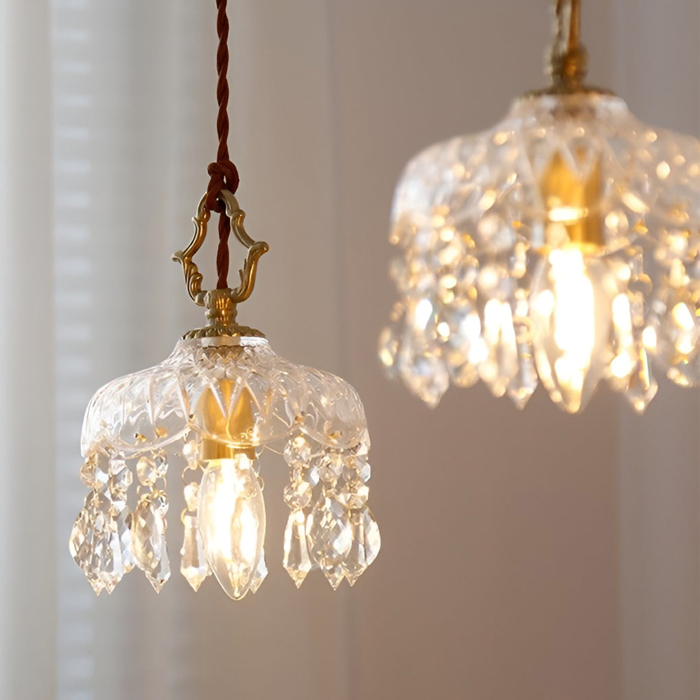 Retro Glass Crystal LED Gold Lights Chandelier