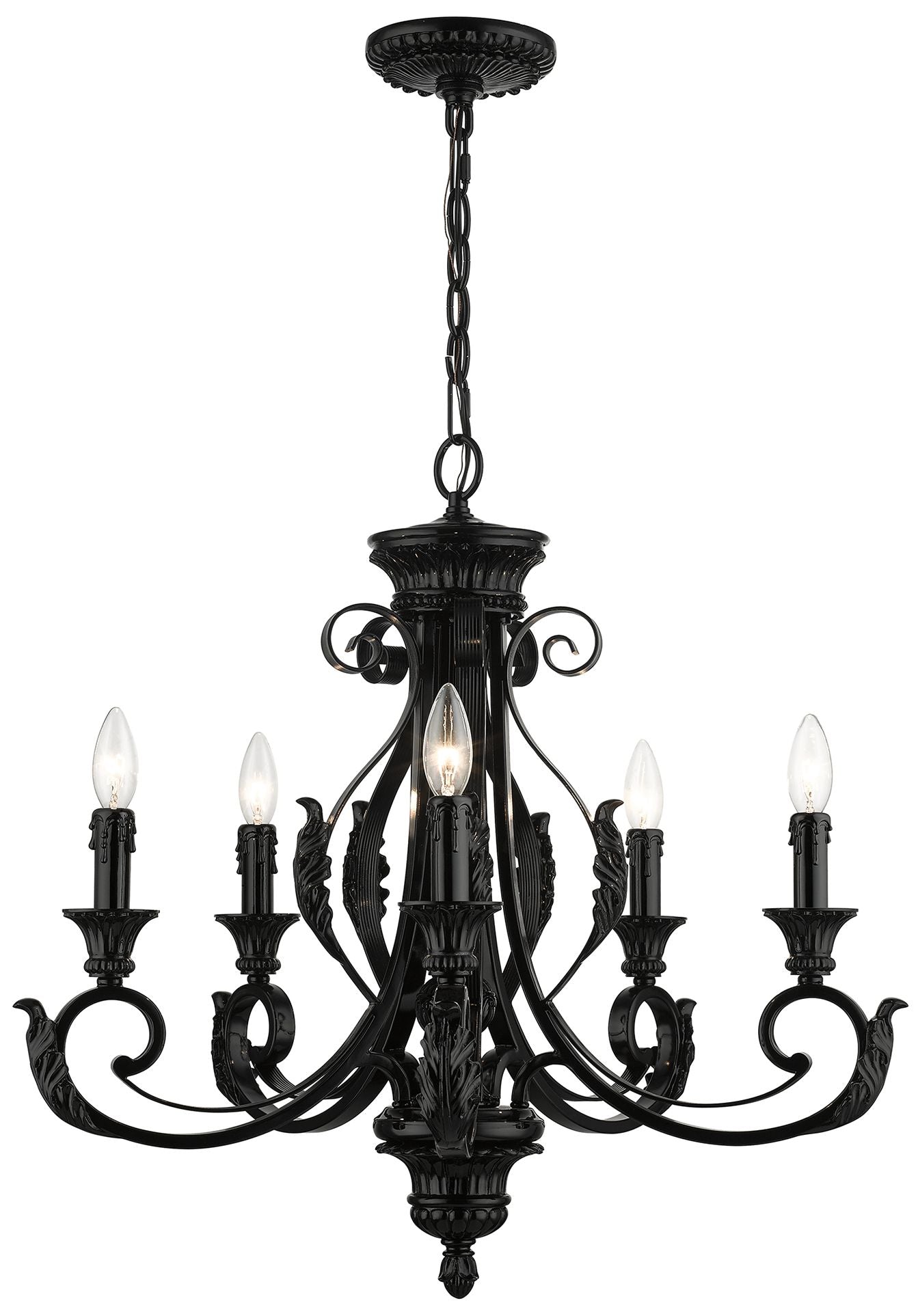 Five-Light Shiny Black Chandelier