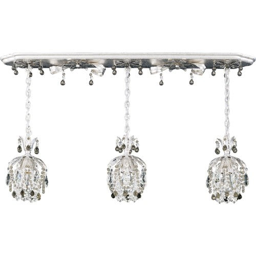 Antique Silver Three-Light Black Diamond Pendant Light