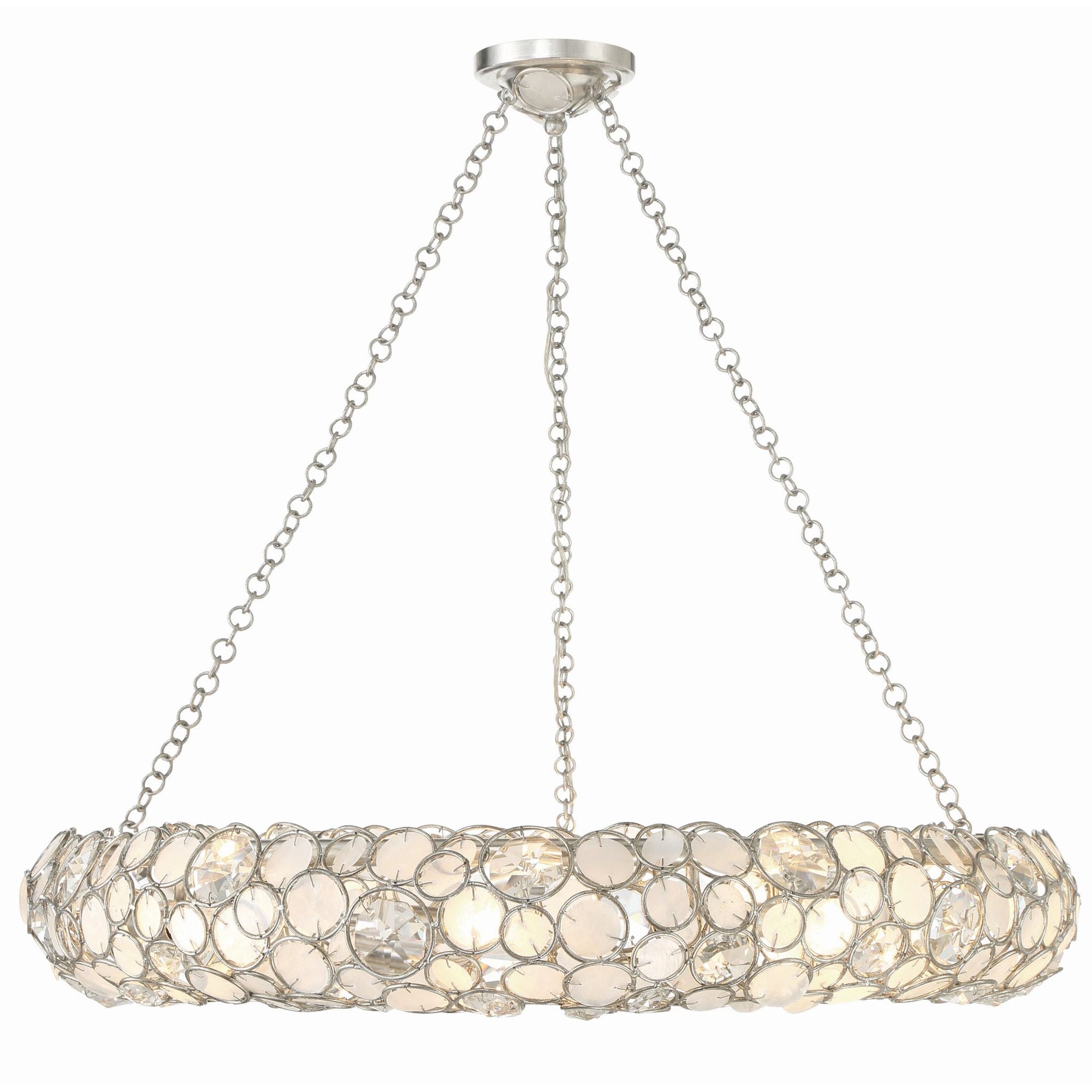 Palla 32-Inch Antique Silver Semi Flush Mount Silver