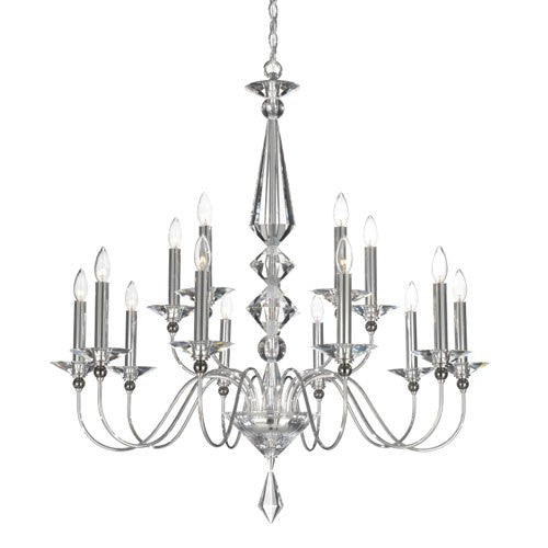 Jasmine Silver 15-Light Clear Optic Handcut Chandelier