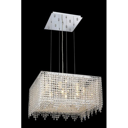 Moda Square Lace Chrome Nine-Light 22-Inch Pendant