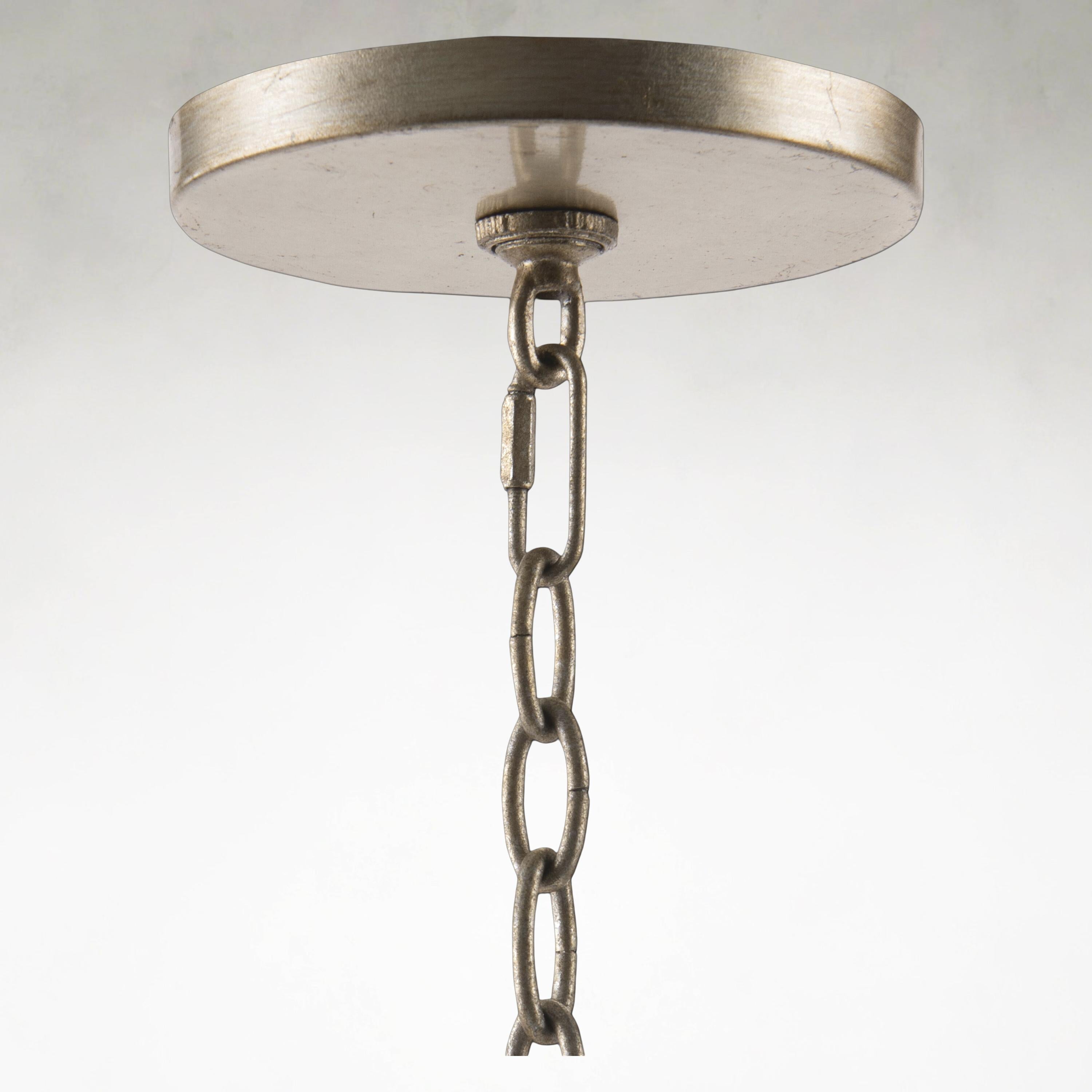 Curved 8-Light 39-Inch Silver Leaf Chandelier Ceiling Fi x ture