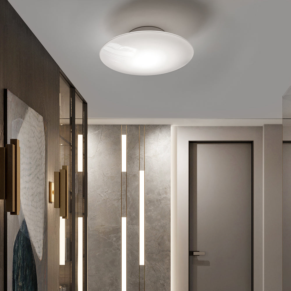 White Glass LED Flush Mount Ceiling Lamp for Bedroom