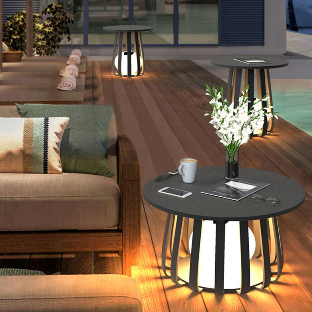Round Waterproof RGB Iron Small Coffee Table Floor Lamp