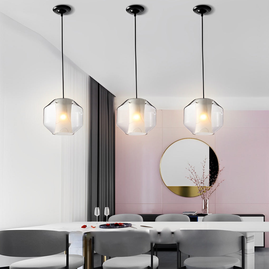 Double Glass Lampshade Metal Post-Modern Chandelier