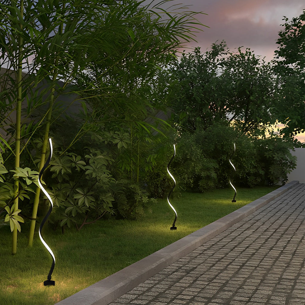 Creative Twisted Seaweed Shaped Waterproof LED Contemporary Solar Lawn, lighting fixture, detail angle 2, Tianguang Select
