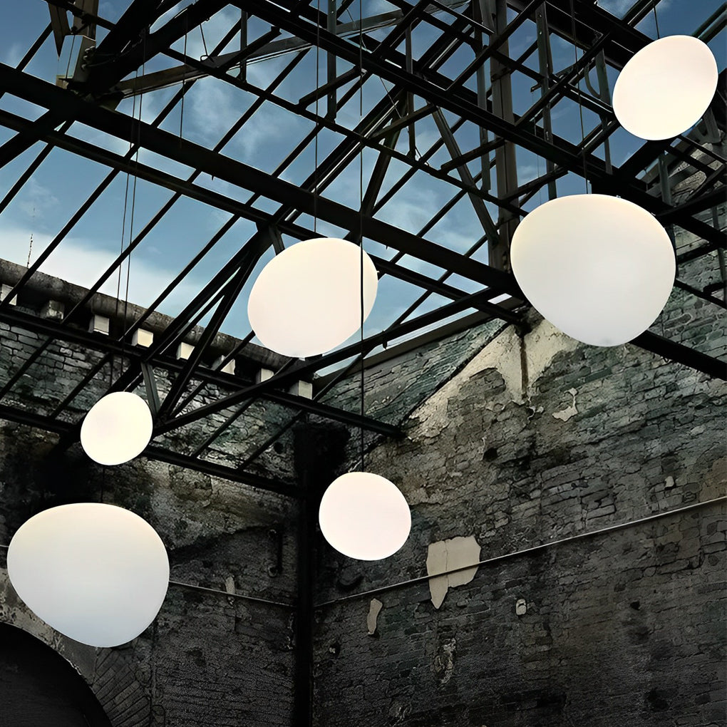 Glass Round Ball LED White Chandelier