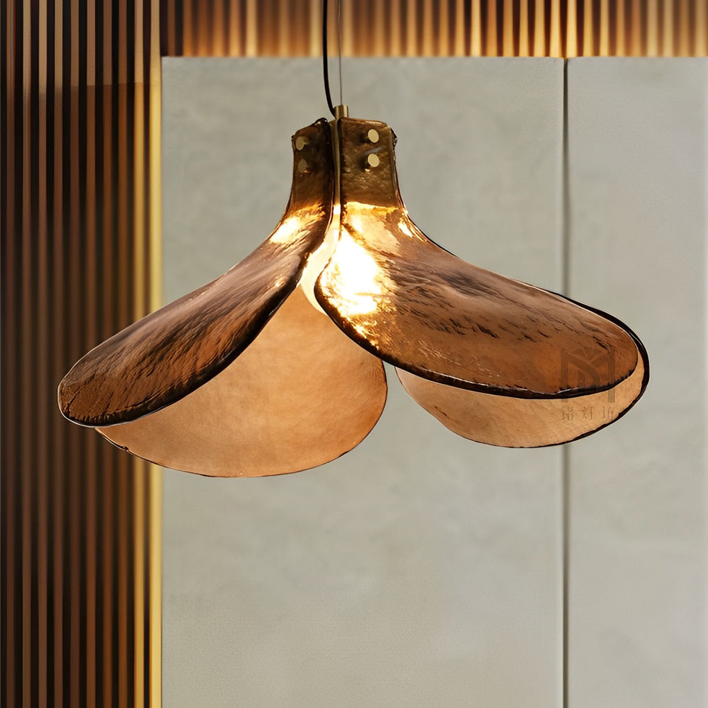 Four-leaf Flower Design Glass Copper Brown Chandelier