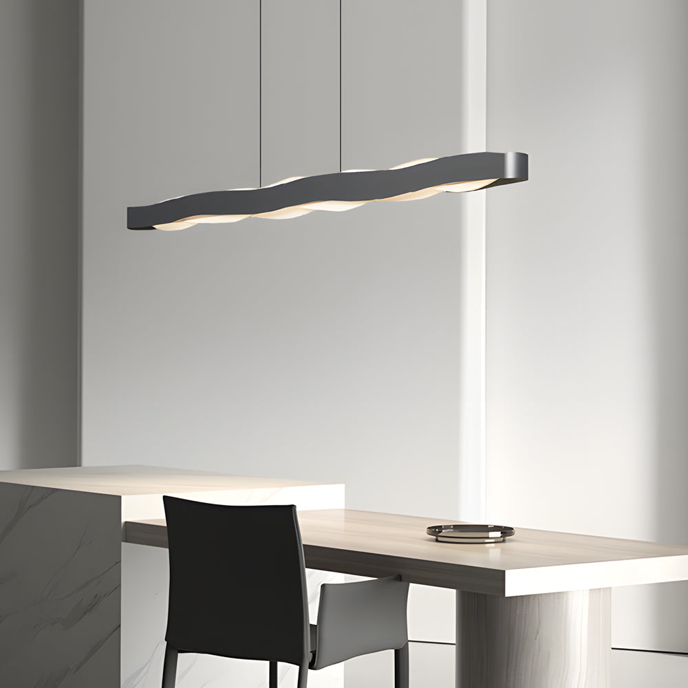 1-Light Linear Wavy Round LED Chandelier