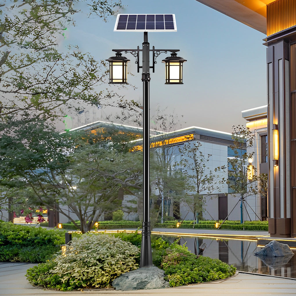 Vintage Waterproof 3 Step Dimming LED Solar Exterior Pole Lights with, outdoor light, main view, Tianguang Select