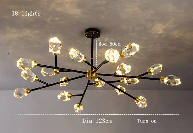 Diamante Crystal Branch Chandelier, Black