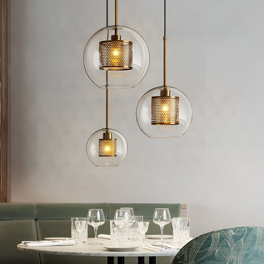 Minimalist Round Glass LED Industrial Light Chandelier