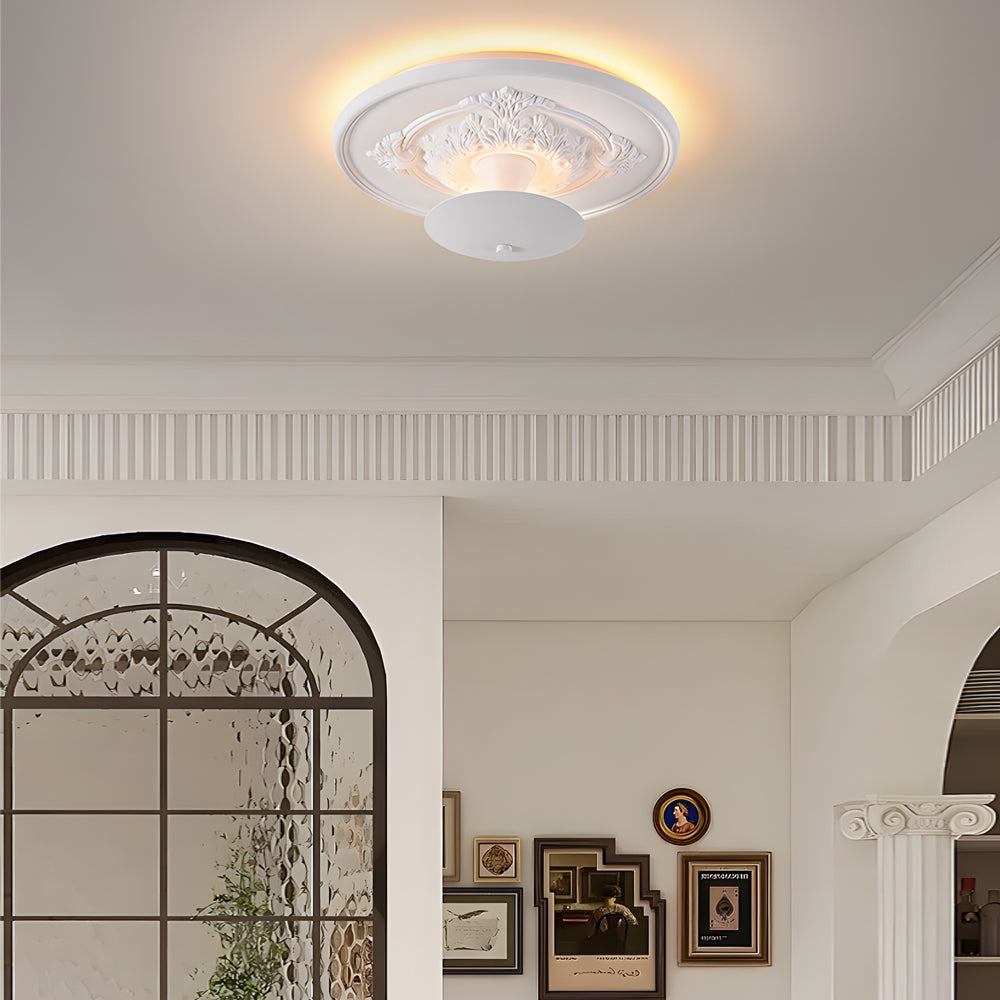 19.7-inch Round Gypsum Relief Dimmable LED Flush Mount