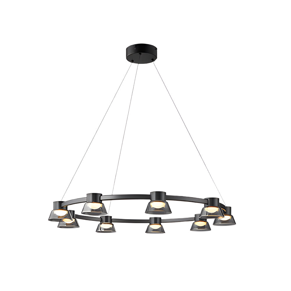 Ring LED with Smoke Gray Glass Chandelier