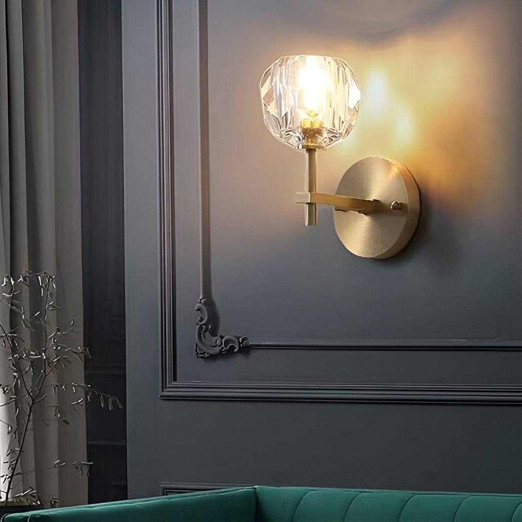 Ball-shaped LED Crystal Gold Postmodern Plug in Sconce Lighting Wall Light - 18" Copper, Plug-In Wall Sconce, detail 4