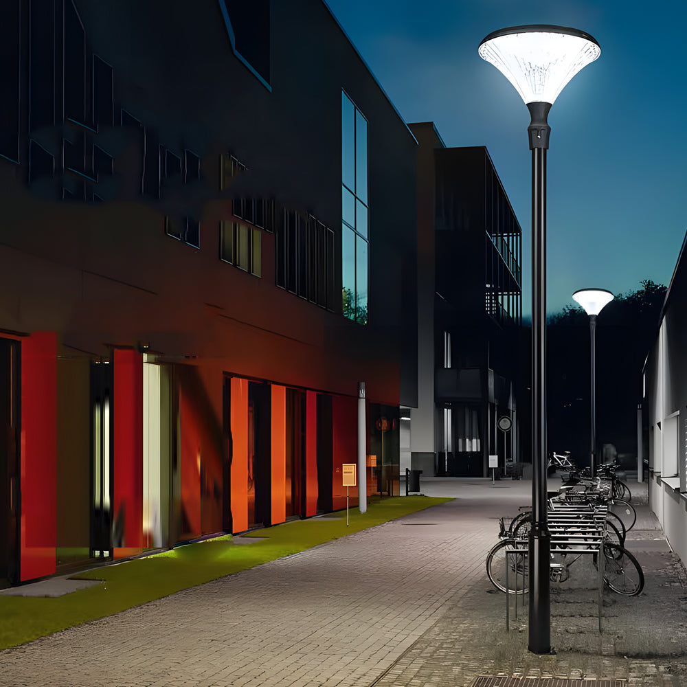 1-Light Black Outdoor LED Solar Lamp Post and Pole