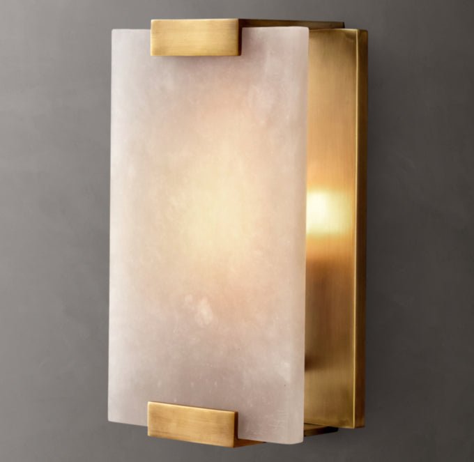Hand-Carved Alabaster Wall Light, Bathroom Wall Sconce, detail 17
