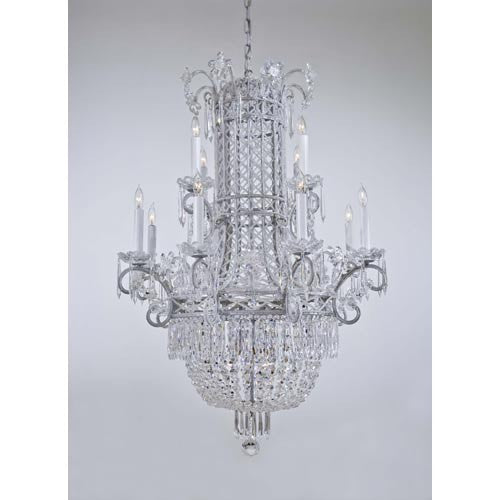 Vintage Silver Twelve-Light Two-Tier Chandelier