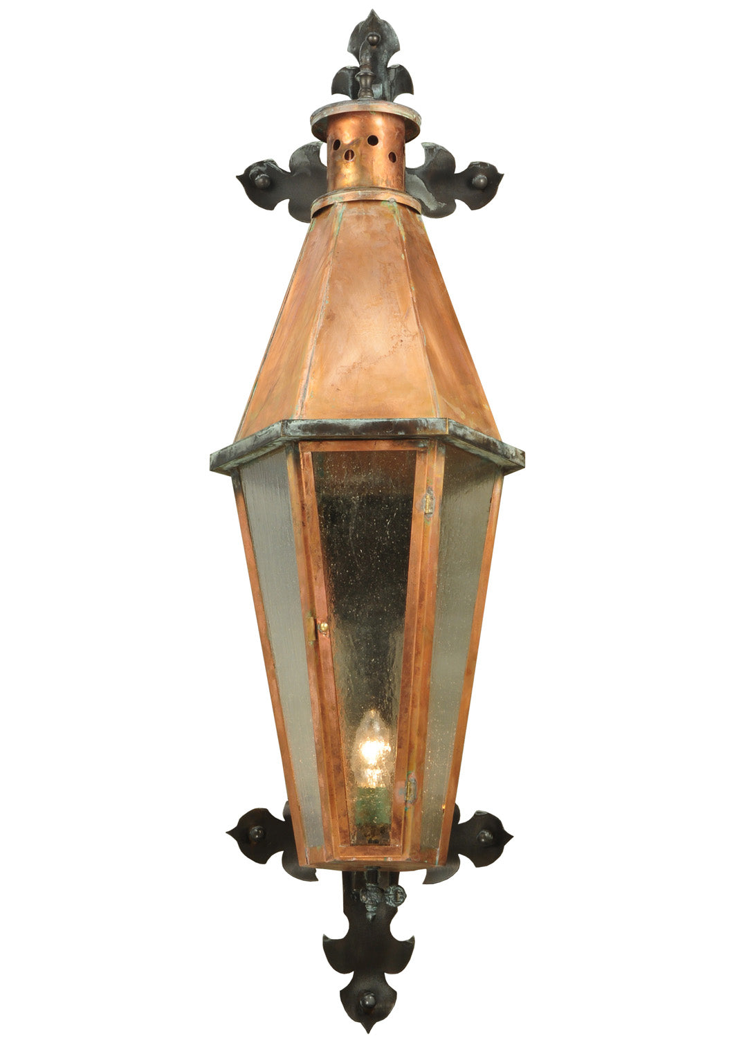 Millesime 1-Light 49.00" Raw Copper W/Verdi Brass Wall Sconce front view
