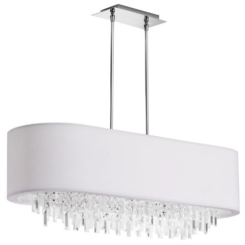 Eight-Light Oval Crystal Pendant with White Lycra Shade