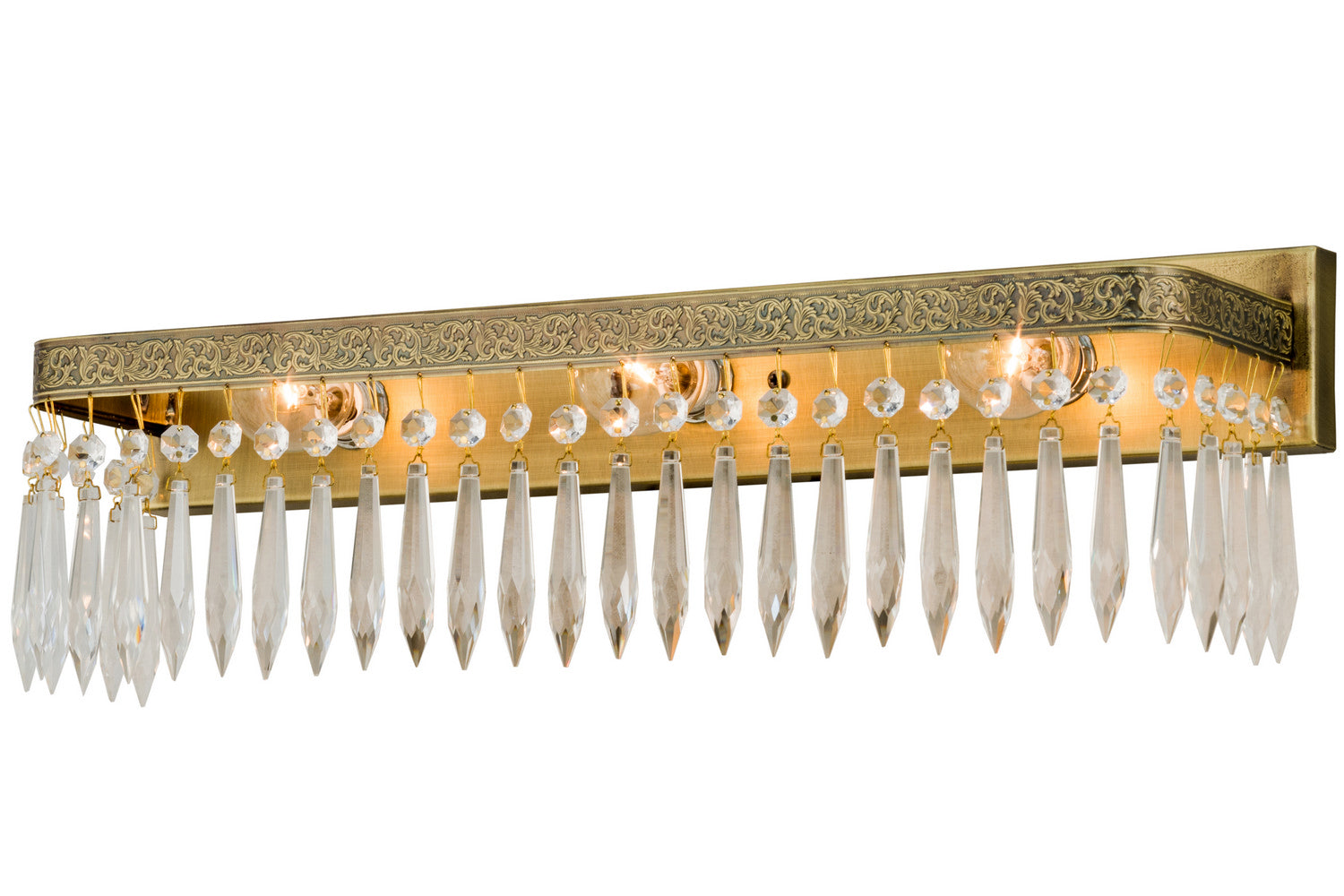 Finnimore Crystal 20 Inch 3-Light 6.00" Antique Brass Wall Sconce front view