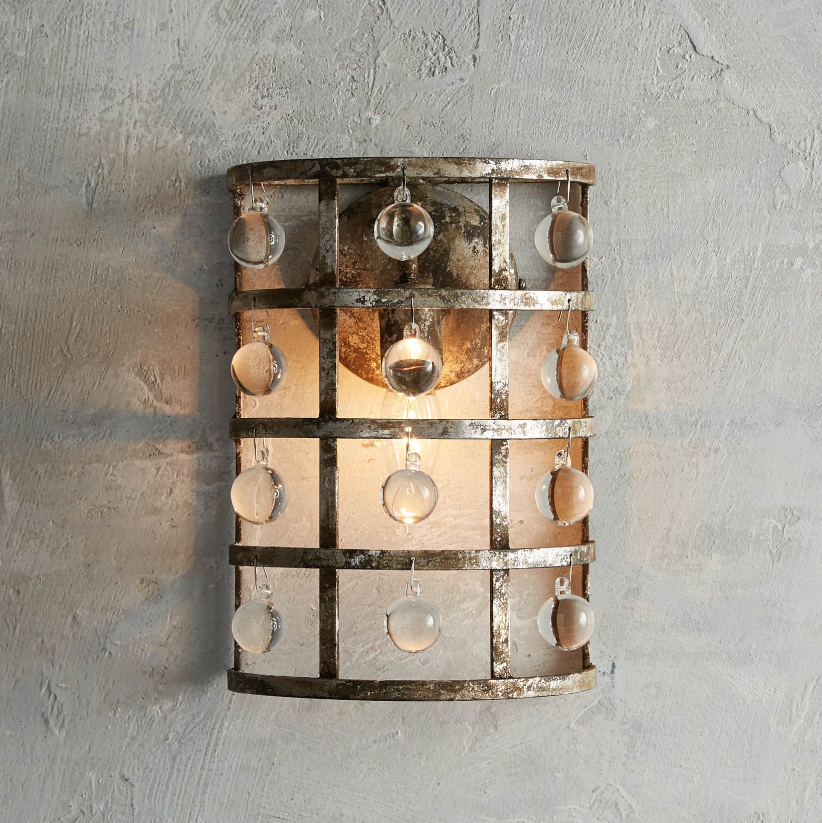 La Cage Sconce in Silver Clay