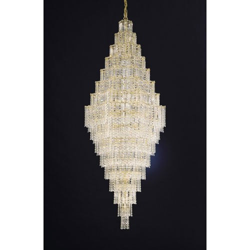 Gold 63-Light Clear Gemcut Pendant, 28W X 70H X 28D